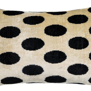Handmade Throw Pillow Cover & Feather Insert | Black White Polka Dot| Soft Throw Pillow| Luxury Decorative For Couch | 16 X 24 In