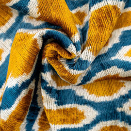 Handmade Throw Pillow Cover & Feather Insert | Gold Blue Geometric | Soft Throw Pillow| Luxury Decorative For Couch | 16 X 24 In