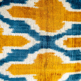 Handmade Throw Pillow Cover & Feather Insert | Gold Blue Geometric | Soft Throw Pillow| Luxury Decorative For Couch | 16 X 24 In