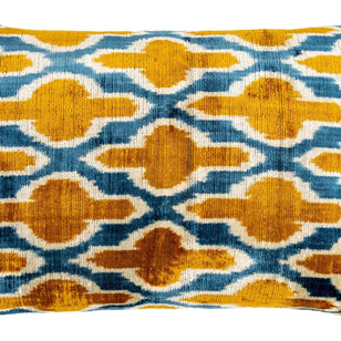 Handmade Throw Pillow Cover & Feather Insert | Orange Blue Pillow | Soft Throw Pillow| Luxury Decorative For Couch | 16 X 24 In (40 X 60 Cm)