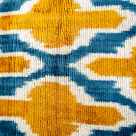 Handmade Throw Pillow Cover & Feather Insert | Orange Blue Pillow | Soft Throw Pillow| Luxury Decorative For Couch | 16 X 24 In (40 X 60 Cm)