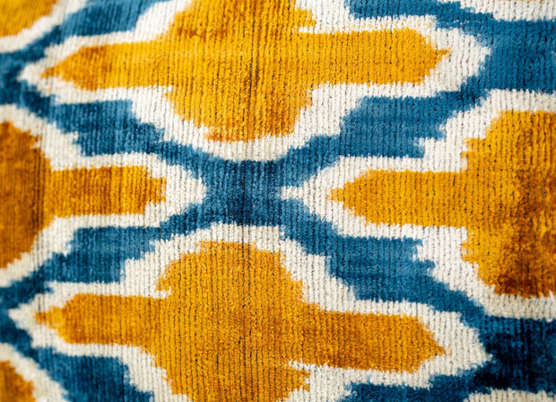 Handmade Throw Pillow Cover & Feather Insert | Orange Blue Pillow | Soft Throw Pillow| Luxury Decorative For Couch | 16 X 24 In (40 X 60 Cm)