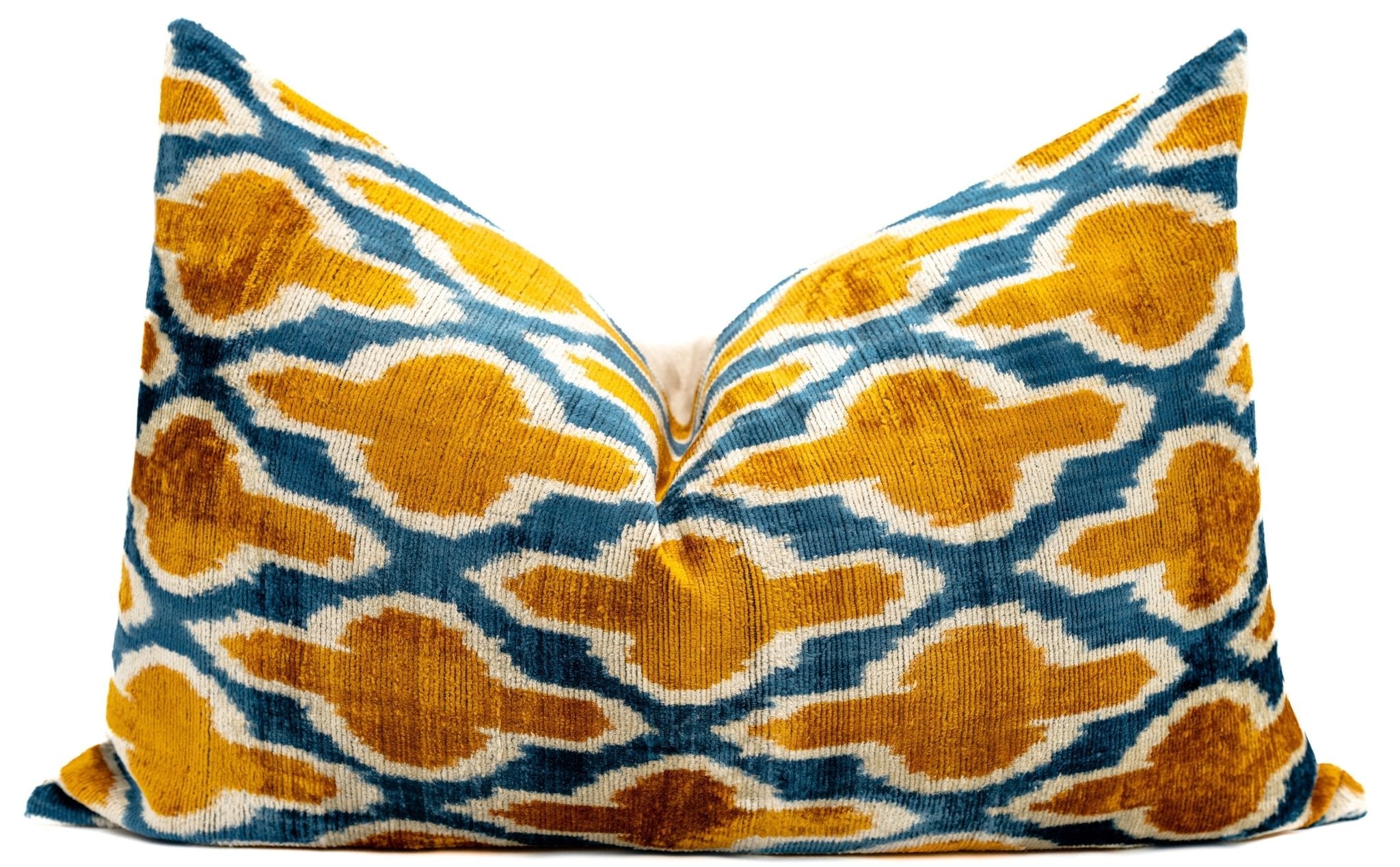 Handmade Throw Pillow Cover & Feather Insert | Orange Blue Pillow | Soft Throw Pillow| Luxury Decorative For Couch | 16 X 24 In (40 X 60 Cm)