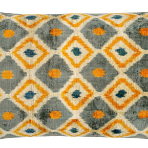 Handmade Throw Pillow Cover & Feather Insert | Orange Gray Pillow | Soft Throw Pillow| Luxury Decorative For Couch | 16 X 24 In