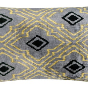 Handmade Throw Pillow Cover & Feather Insert | Yellow Gray Pillow | Soft Throw Pillow| Luxury Decorative For Couch | 16 X 24 In