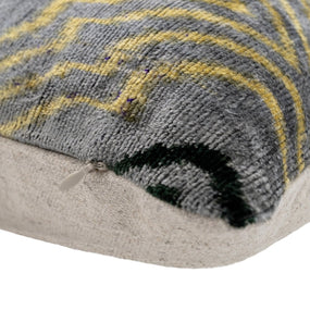 Handmade Throw Pillow Cover & Feather Insert | Yellow Gray Pillow | Soft Throw Pillow| Luxury Decorative For Couch | 16 X 24 In