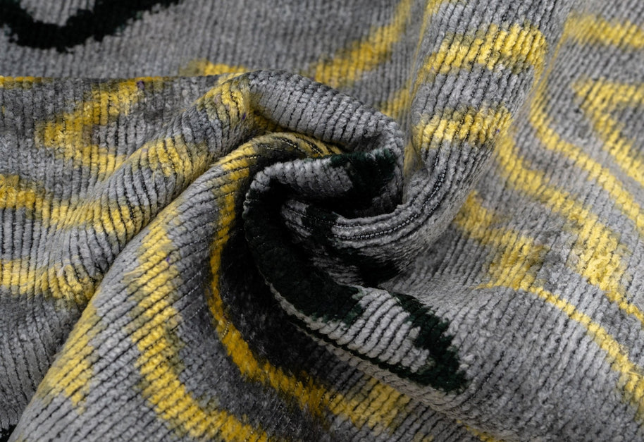 Handmade Throw Pillow Cover & Feather Insert | Yellow Gray Pillow | Soft Throw Pillow| Luxury Decorative For Couch | 16 X 24 In