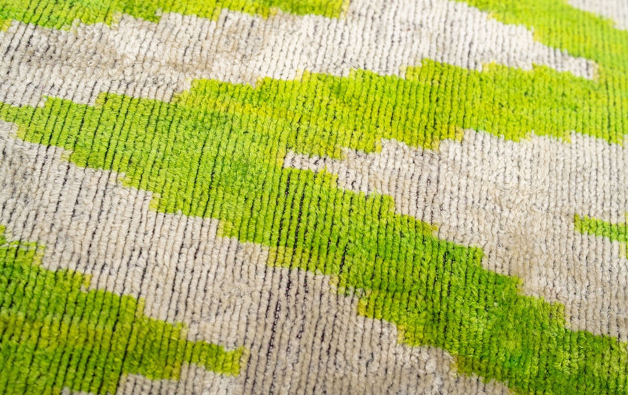 Handmade Throw Pillow Cover & Feather Insert | Zigzag Green Ivory | Soft Throw Pillow| Luxury Decorative For Couch | 16 X 24 In