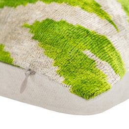 Handmade Throw Pillow Cover & Feather Insert | Zigzag Green Ivory | Soft Throw Pillow| Luxury Decorative For Couch | 16 X 24 In