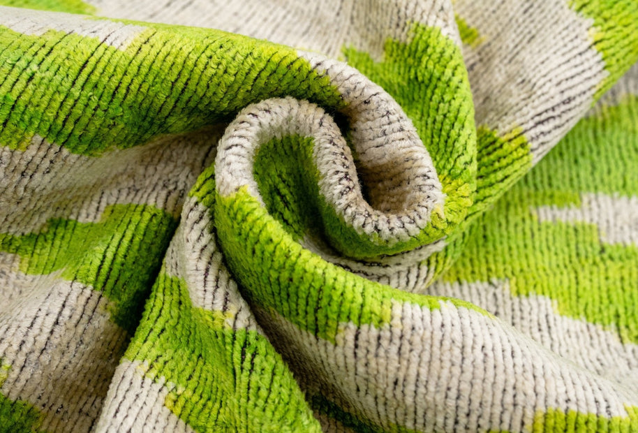 Handmade Throw Pillow Cover & Feather Insert | Zigzag Green Ivory | Soft Throw Pillow| Luxury Decorative For Couch | 16 X 24 In