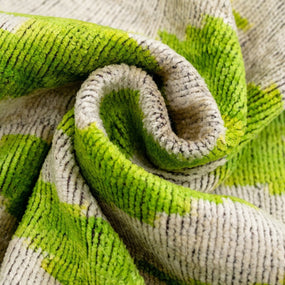 Handmade Throw Pillow Cover & Feather Insert | Zigzag Green Ivory | Soft Throw Pillow| Luxury Decorative For Couch | 16 X 24 In