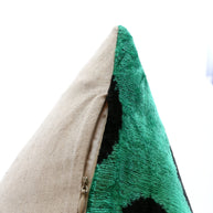 Handmade Velvet Lumbar Pillow In Green And Black Polka Dot Design - High-Quality 16x24 Inch Decorative Accent With Premium Down Feather Insert