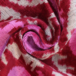 Handmade Velvet Lumbar Pillow In Red And Pink Ikat Floral Design - High-Quality 16x24 Inch Decorative Accent With Premium Down Feather Insert