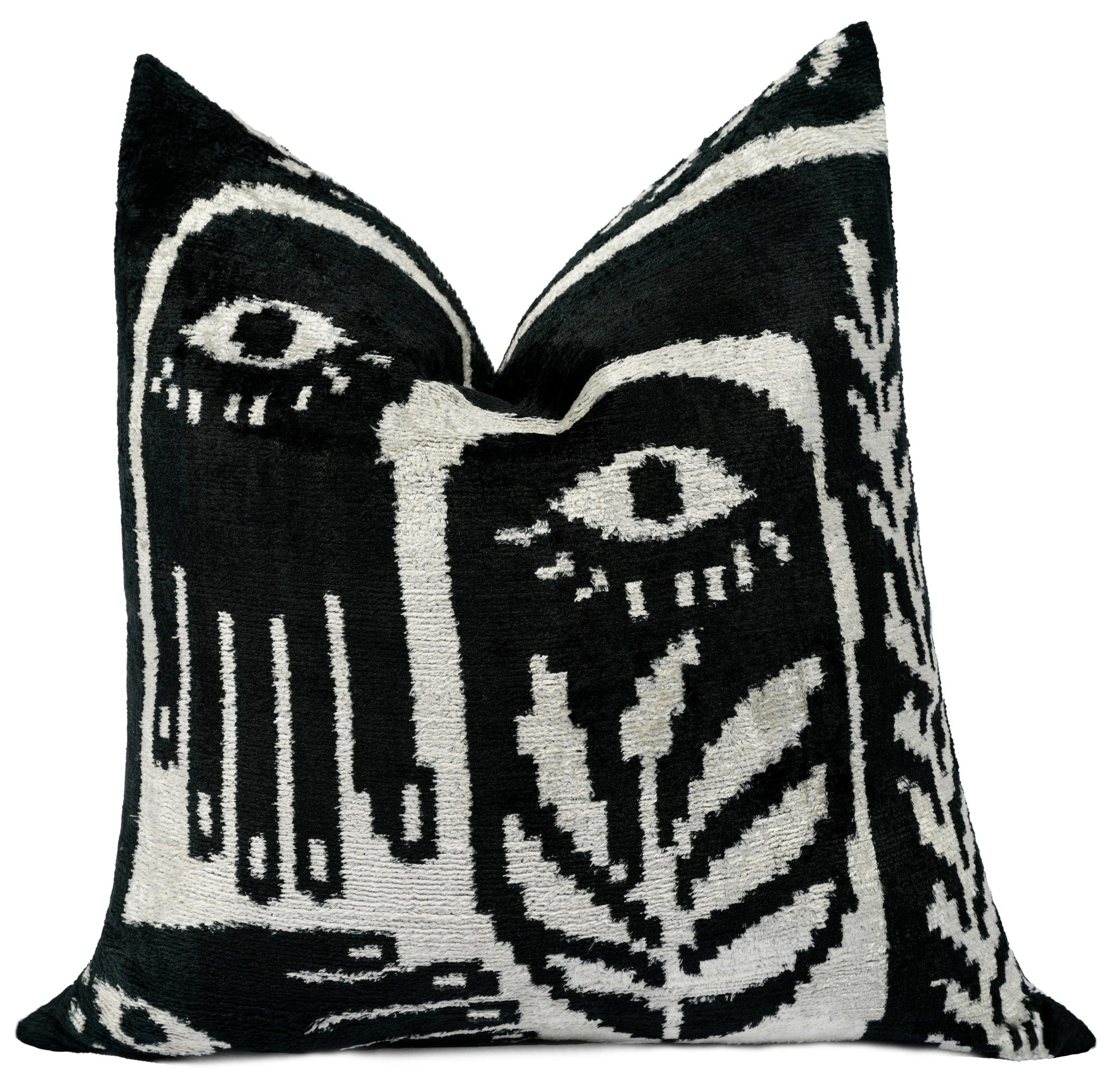 Handmade Velvet Throw Pillow With Black And White Abstract Eye Design - High-Quality 20x20 Inch Decorative Accent With Premium Down Feather Insert