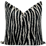 Handmade Velvet Throw Pillow With Black And White Zebra Print Design - High-Quality 20x20 Inch Decorative Accent With Premium Down Feather Insert