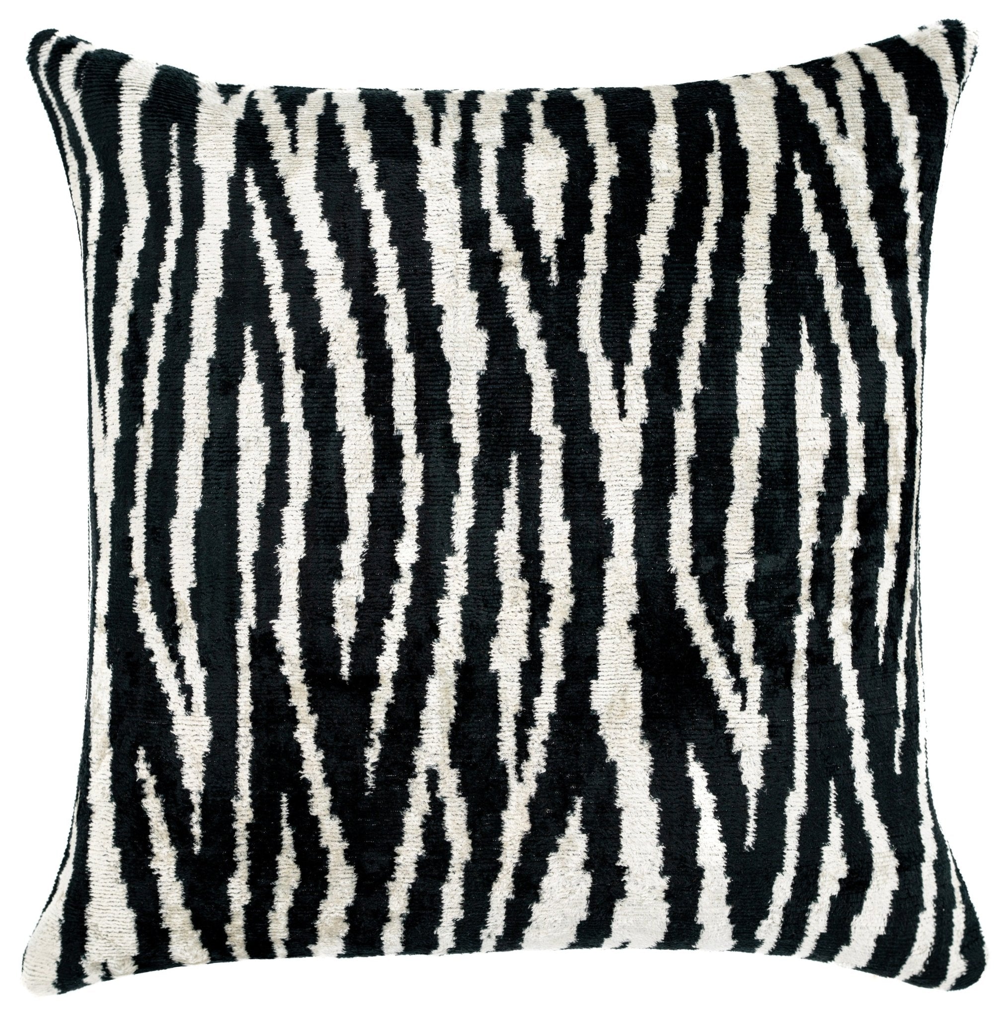 Handmade Velvet Throw Pillow With Black And White Zebra Print Design - High-Quality 20x20 Inch Decorative Accent With Premium Down Feather Insert