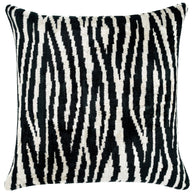 Handmade Velvet Throw Pillow With Black And White Zebra Print Design - High-Quality 20x20 Inch Decorative Accent With Premium Down Feather Insert