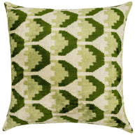 Handmade Velvet Throw Pillow With Green And Cream Geometric Design - High-Quality 20x20 Inch Decorative Accent With Premium Down Feather Insert