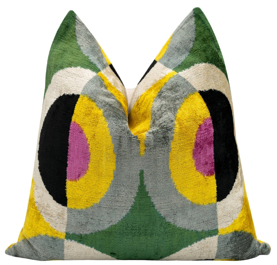 Handmade Velvet Throw Pillow With Modern Abstract Design - High-Quality 20x20 Inch Decorative Accent With Premium Down Feather Insert