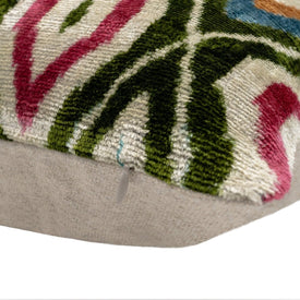 Handmade Velvet Throw Pillow With Multicolor Diamond Ikat Design - High-Quality 20x20 Inch Decorative Accent With Premium Down Feather Insert