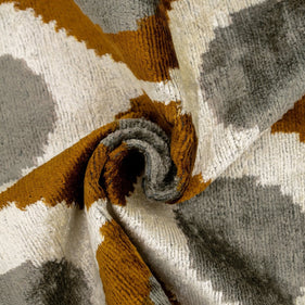 Handmade Velvet Throw Pillow With Mustard And Grey Geometric Design - High-Quality 20x20 Inch Decorative Accent With Premium Down Feather Insert