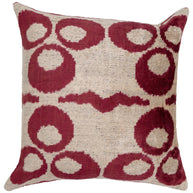 Handmade Velvet Throw Pillow With Red And Beige Geometric Design - High-Quality 20x20 Inch Decorative Accent With Premium Down Feather Insert