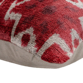 Handmade Velvet Throw Pillow With Red And Cream Geometric Star Design - High-Quality 20x20 Inch Decorative Accent With Premium Down Feather Insert