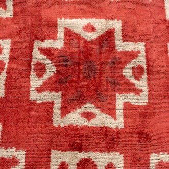 Handmade Velvet Throw Pillow With Red And Cream Geometric Star Design - High-Quality 20x20 Inch Decorative Accent With Premium Down Feather Insert