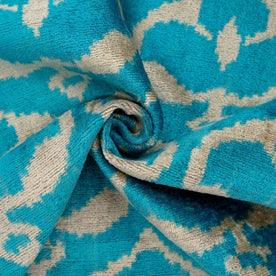 Handmade Velvet Throw Pillow With Turquoise And Beige Ikat Design - High-Quality 20x20 Inch Decorative Accent With Premium Down Feather Insert For Sofas, Couches, And Interior Design