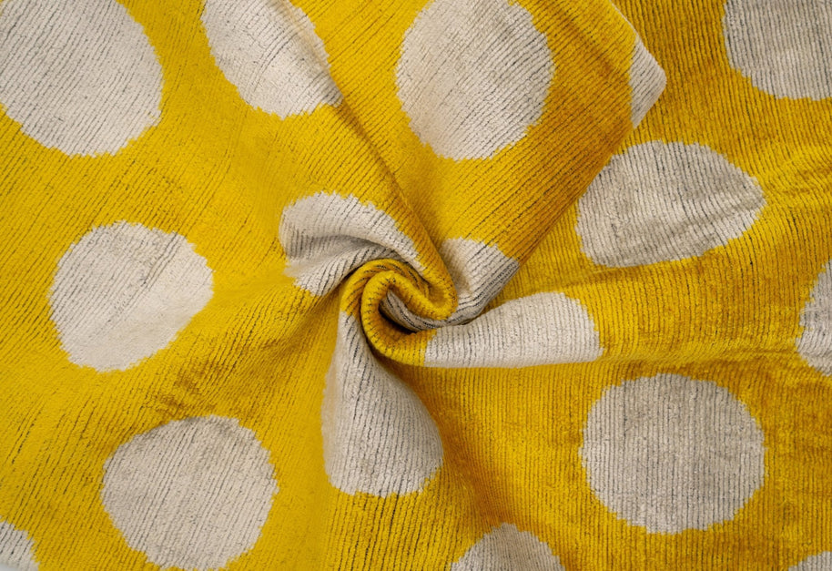 Handmade Yellow Polka Dot Throw Pillow - 16x24 Inch, Vegetable Dyed With Premium Down Feather Insert