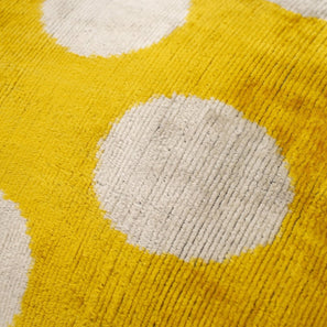 Handmade Yellow Polka Dot Throw Pillow - 16x24 Inch, Vegetable Dyed With Premium Down Feather Insert