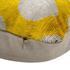 Handmade Yellow Polka Dot Throw Pillow - 16x24 Inch, Vegetable Dyed With Premium Down Feather Insert