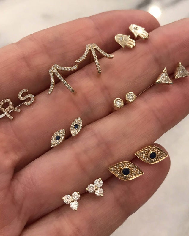 Zoe Lev Diamond Trillion Stud Earrings