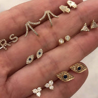 Zoe Lev Diamond Trillion Stud Earrings