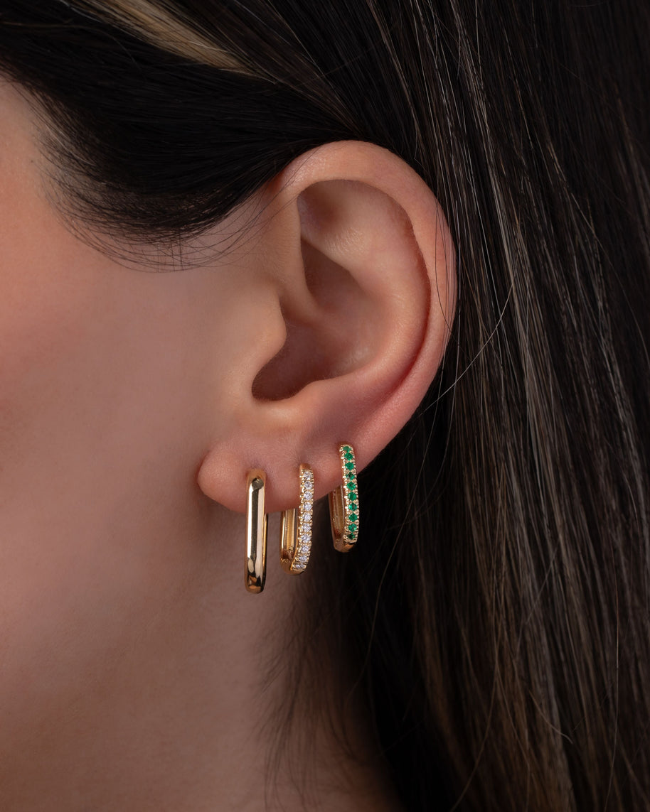 Zoe Lev Emerald Oval Hoop Earrings