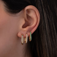 Zoe Lev Emerald Oval Hoop Earrings