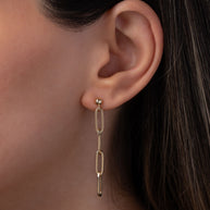 Zoe Lev 14K Gold Paper Clip Chain Stud Earrings