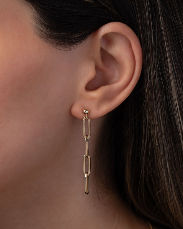 Zoe Lev 14K Gold Paper Clip Chain Stud Earrings