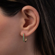 Zoe Lev Emerald Oval Hoop Earrings