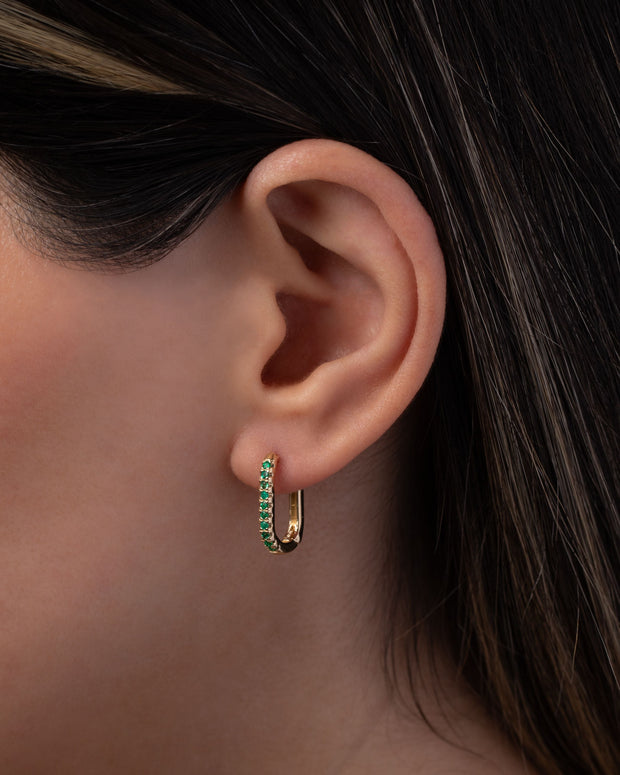 Zoe Lev Emerald Oval Hoop Earrings