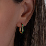 Zoe Lev Emerald Oval Hoop Earrings