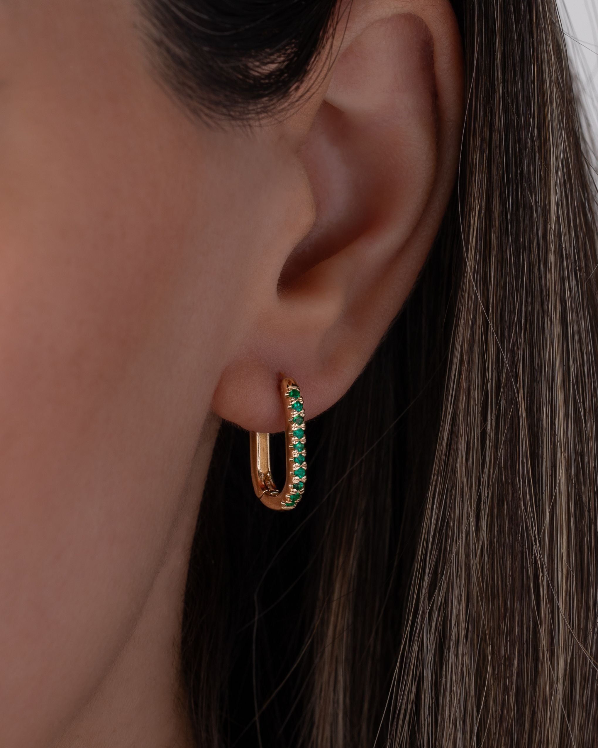 Zoe Lev Emerald Oval Hoop Earrings