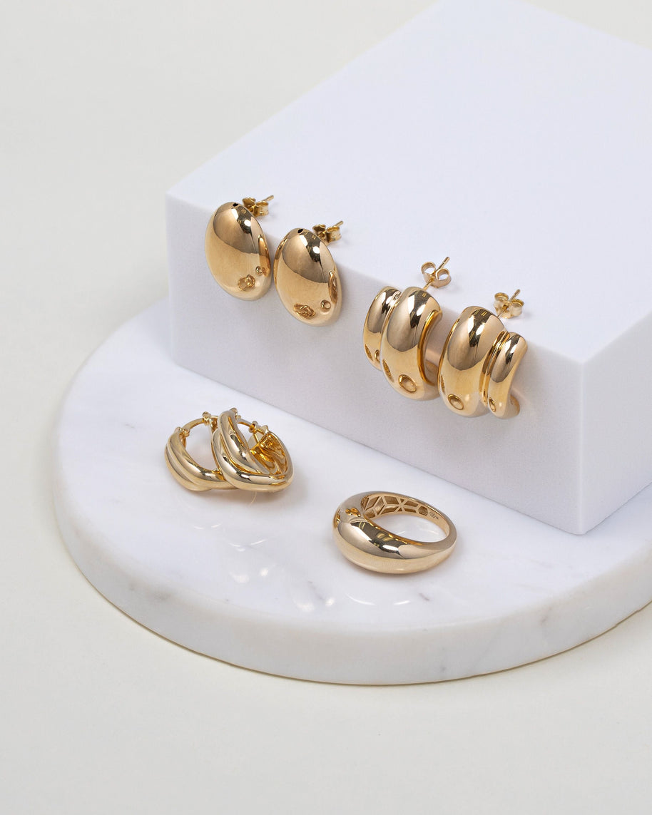 Zoe Lev 14K Gold Double Twist Oval Hoop Earrings
