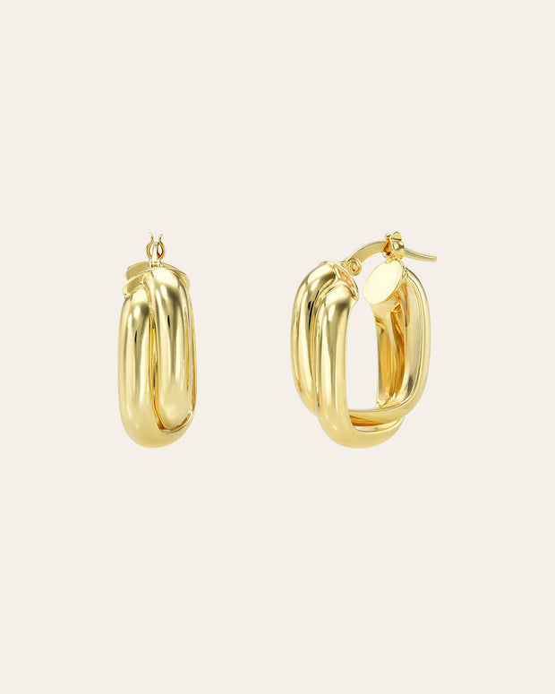 Zoe Lev 14K Gold Double Twist Oval Hoop Earrings
