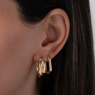 Zoe Lev 14K Gold Double Twist Oval Hoop Earrings