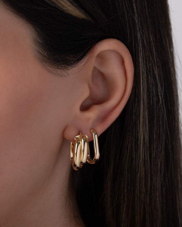 Zoe Lev 14K Gold Double Twist Oval Hoop Earrings