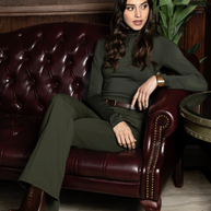 KiraGrace VICTORIA HIGH WAIST FLARE PANT: LODEN