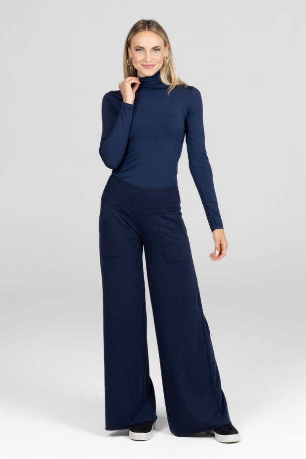KIRAGRACE COZY BOHO YOGA PANT: NAVY