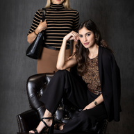 KiraGrace GRACE MOCKNECK TEE: BLACK KHAKI CASHMERE