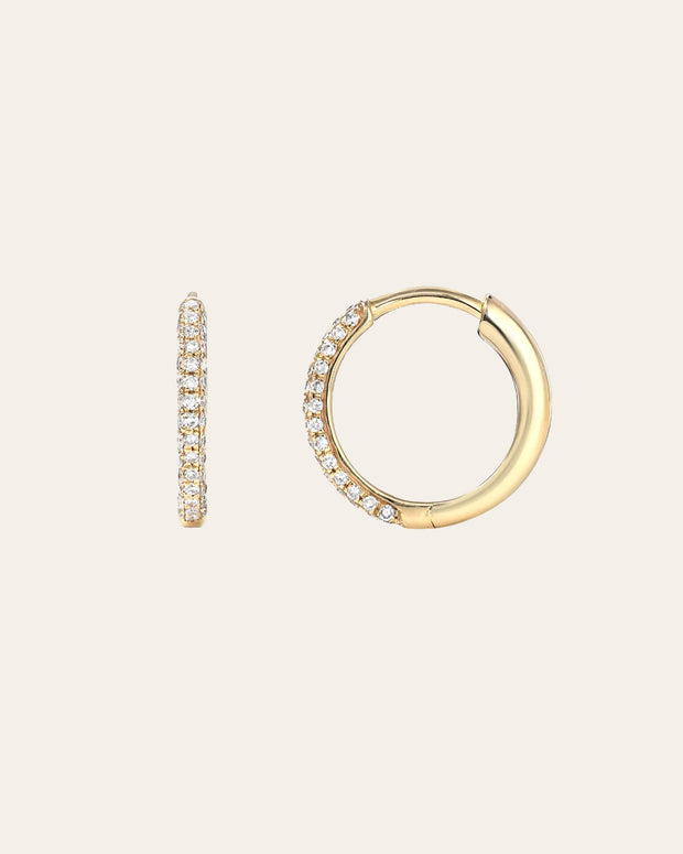 Zoe Lev Bold Triple Row Diamond Huggie Earrings